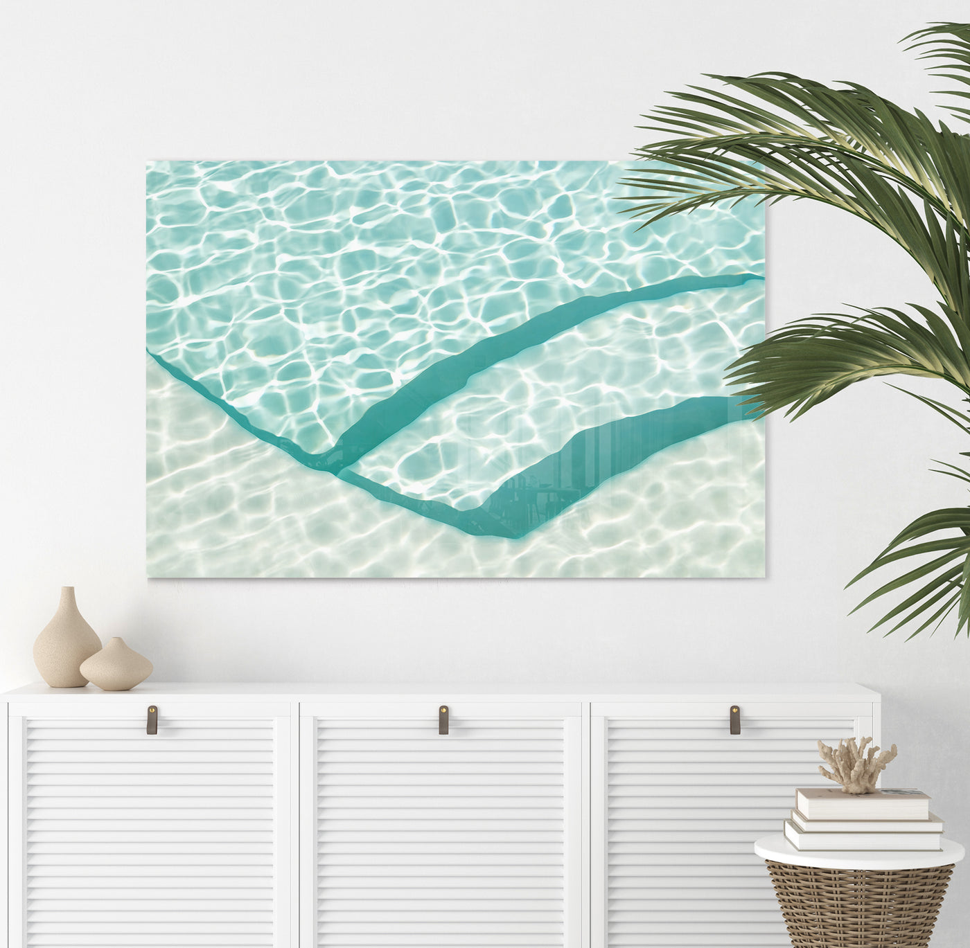 Swimming Pool No 5 - Acrylic glass print by Cattie Coyle Photography above dresser