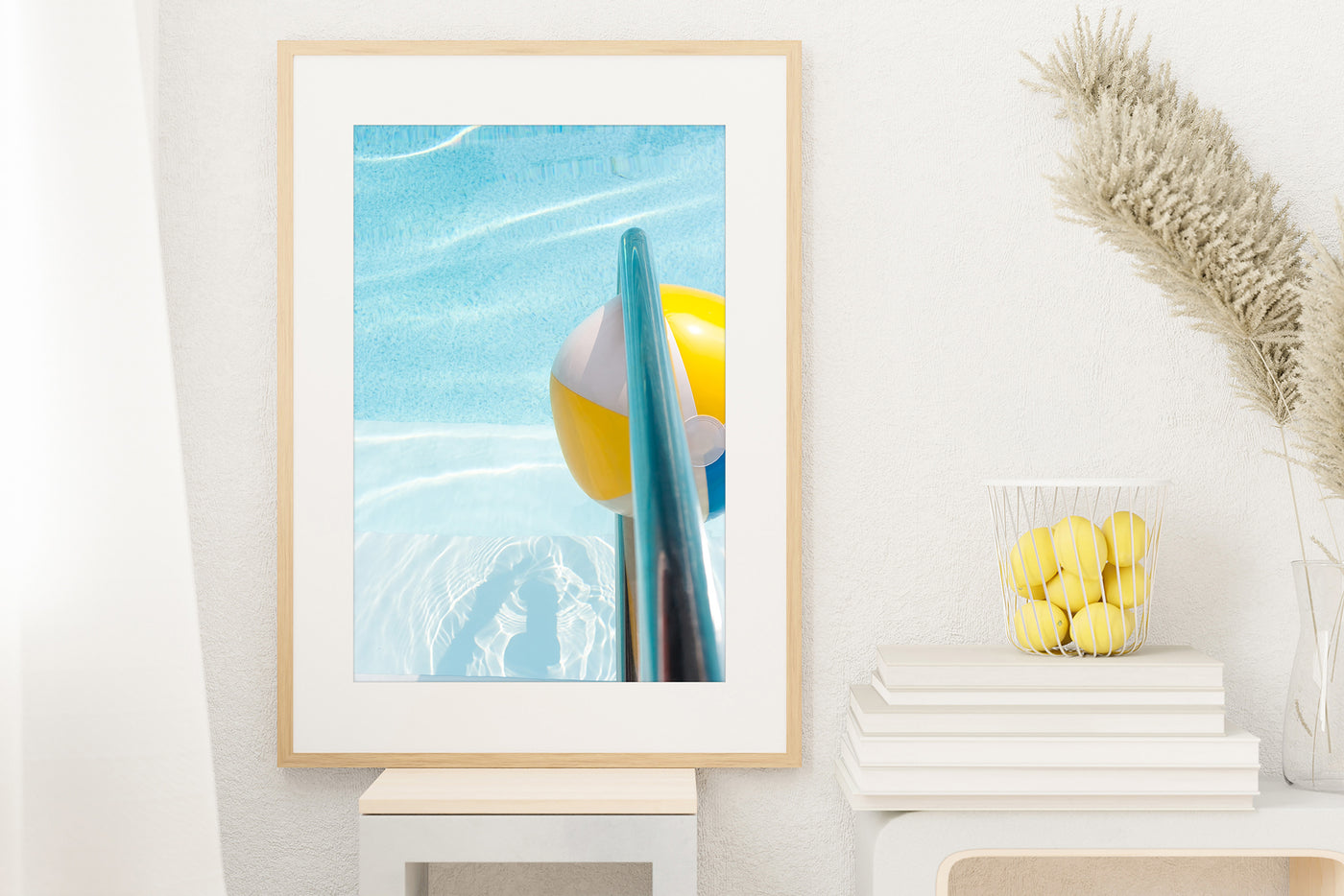 Blue and yellow art print by Cattie Coyle Photography: Swimming Pool No 1