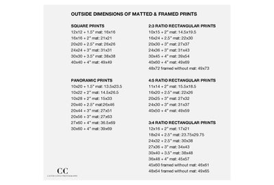 Framed art sizes | Cattie Coyle Photography