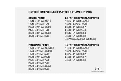 Framed art sizes  | Cattie Coyle Photography