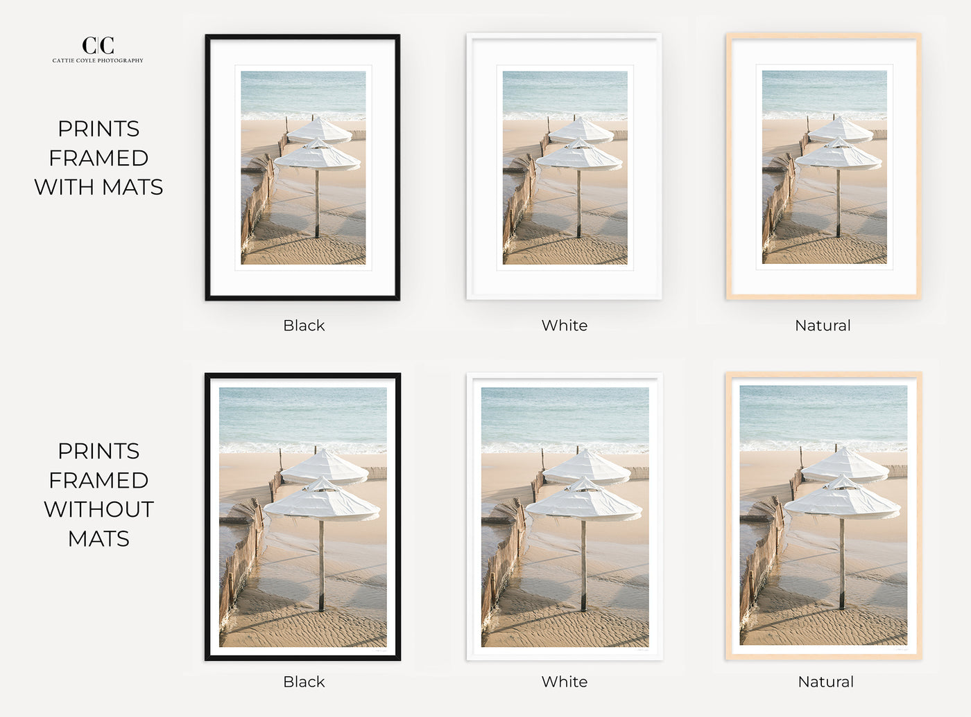 Framed beach art prints by Cattie Coyle Photography