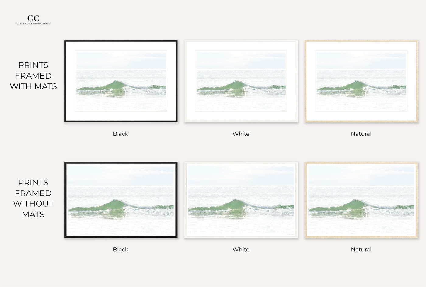 Framed ocean art prints by Cattie Coyle Photography