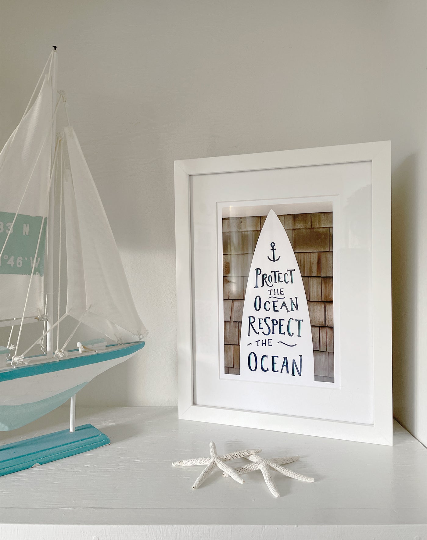 Protect the Ocean - Small framed art print by Cattie Coyle Photography