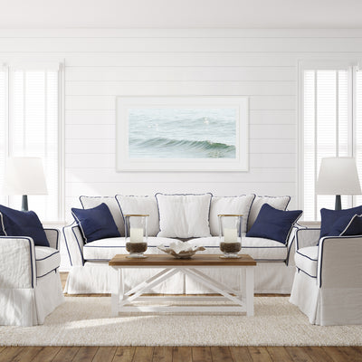 Summer - Framed ocean art by Cattie Coyle Photography in beach house living room