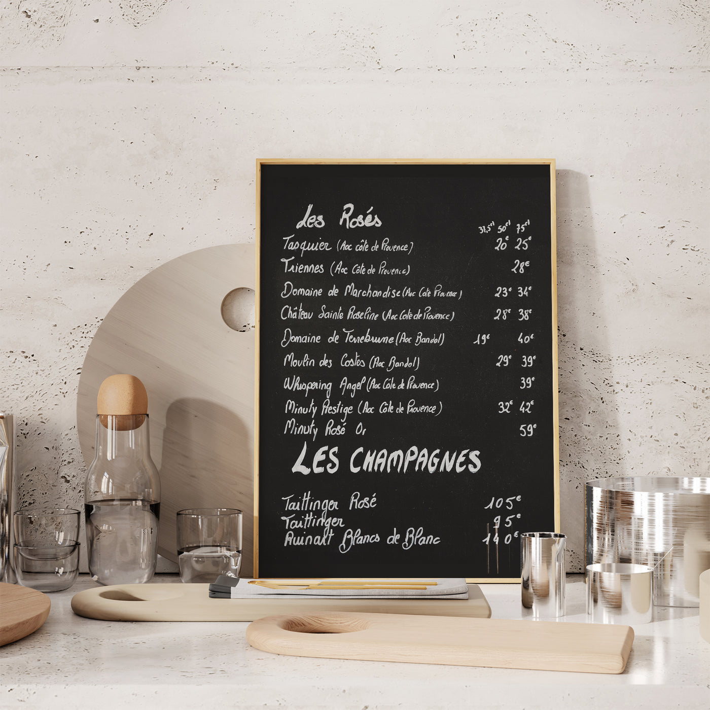 French wine menu - Kitchen wall art by Cattie Coyle Photography