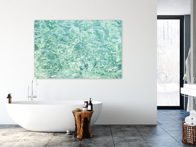 Abstract Water - Extra large acrylic glass wall art by Cattie Coyle Photography in bathroom