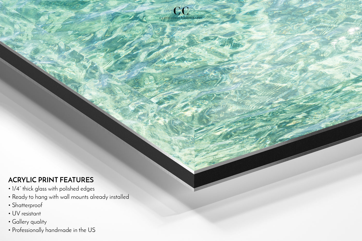 Abstract Water - Extra large acrylic glass wall art by Cattie Coyle Photography Features and closeup of corner