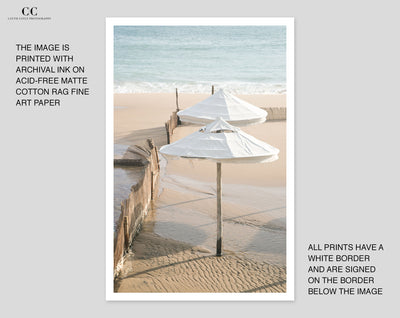 Umbrellas – Fine art beach photography print by Cattie Coyle Photography