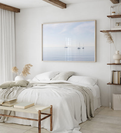 Boats No 6 - Peaceful art print by Cattie Coyle Photography in bedroom