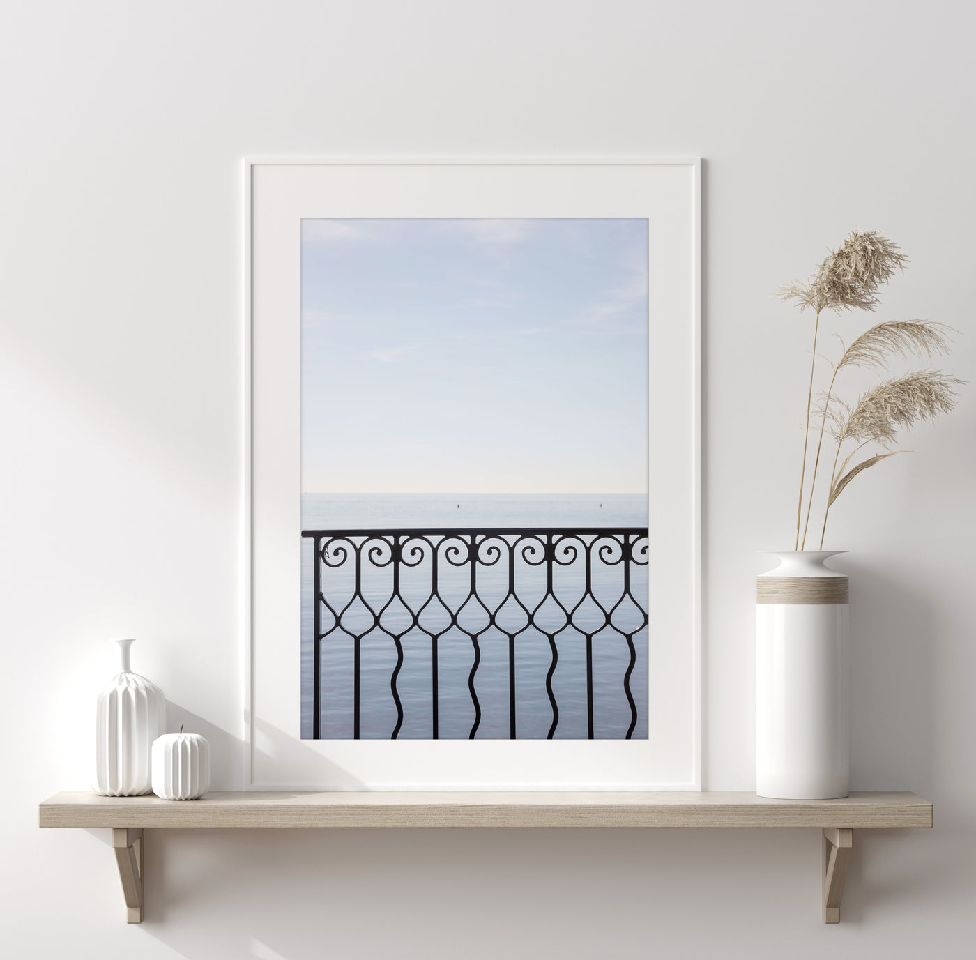 Quiet Morning - Coastal calm wall art by Cattie Coyle Photography on shelf