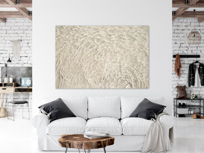 Shallow Water No 12 - Metal print by Cattie Coyle Photography above couch